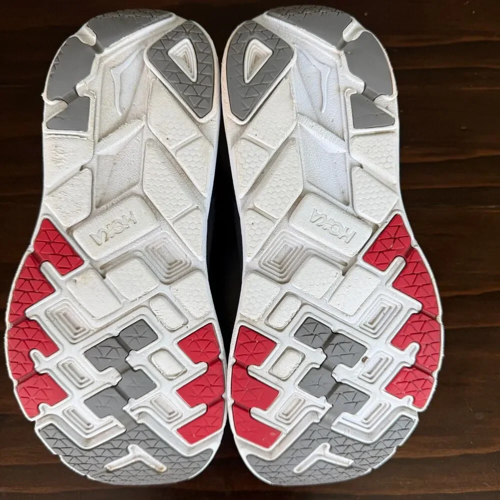 Hoka One One Clifton 5 Road Running Shoe Size 9.5 EE Gray Red Men's Sneaker - Picture 8 of 12